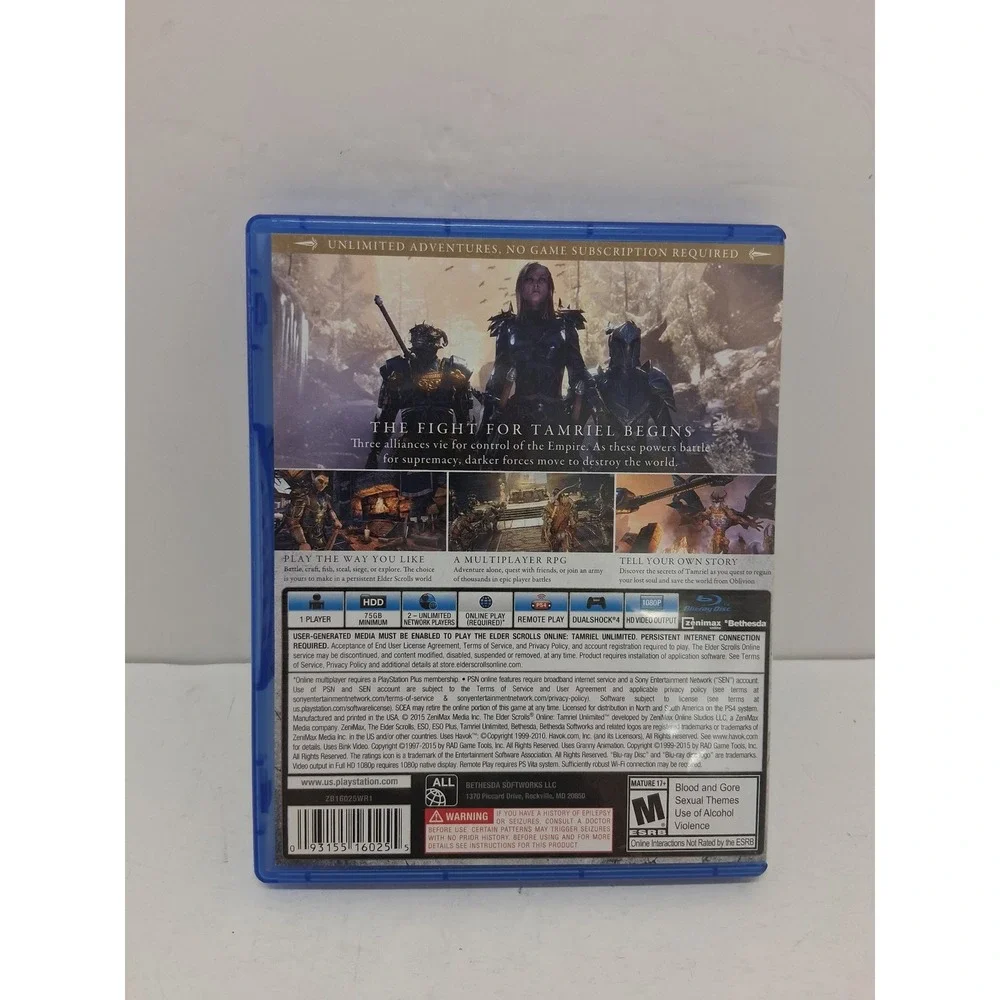 The Elder Scrolls Online Tamriel Unlimited PS4 PlayStation 4 Bethesda RPG Game
